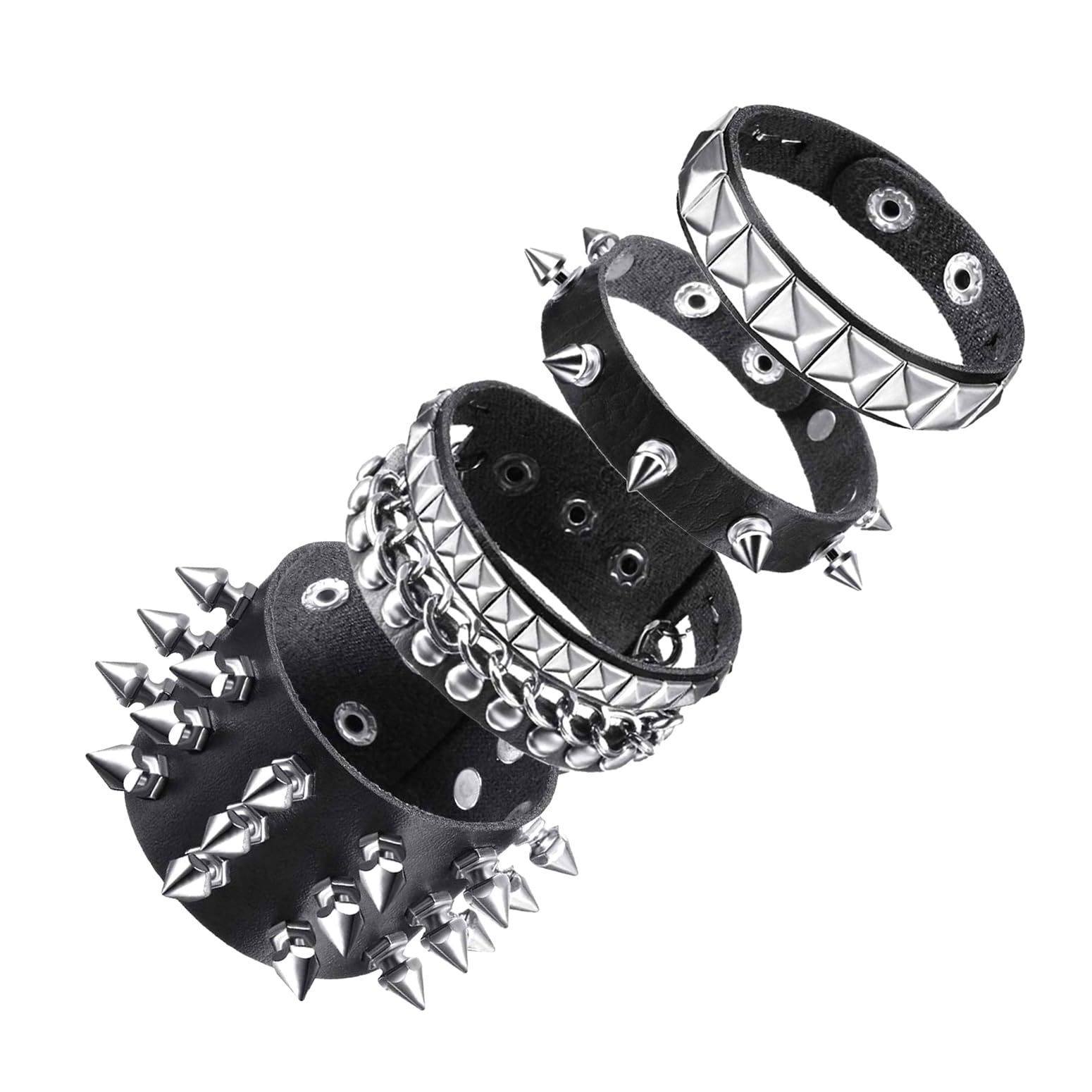 Amazon.com: Punk Leather Cuff Bracelets for Men Woman, 4 Pcs Stud