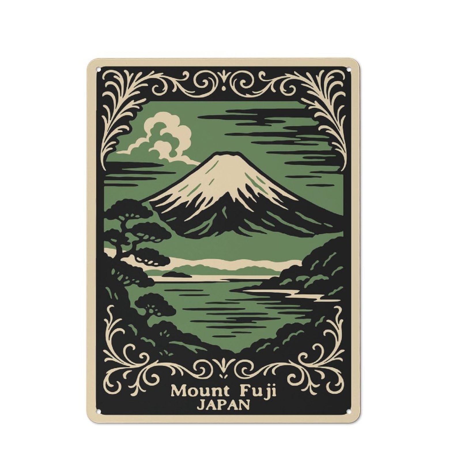 Mount Fuji Japan Art Print Understated Metal Wall Decor 40x30cm, Office Metal Sign for Office, Study, Studio Or Hallway
