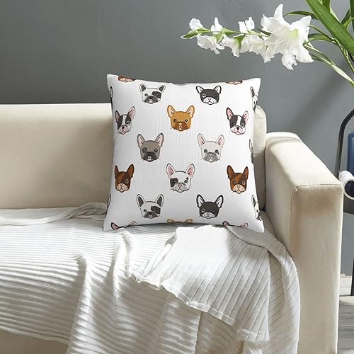 Miniatura 7 de VARUN Fundas de almohada cuadradas de bulldog francés para decoración del hogar, sofá, automóvil, dormitorio, cabezas de animales de dibujos