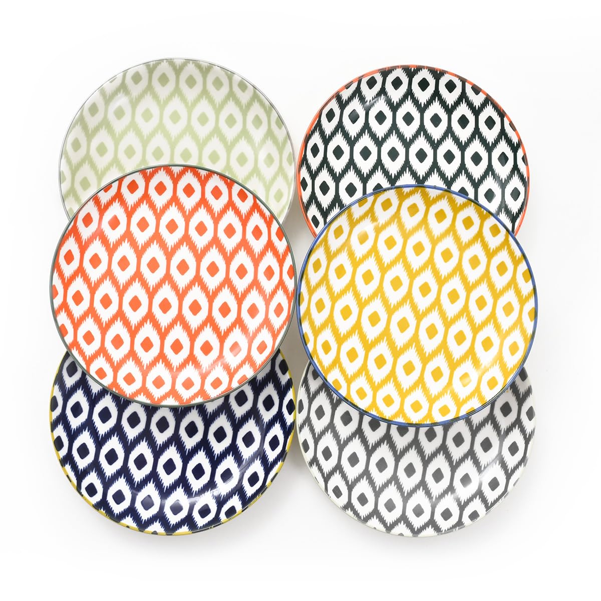WishDecoSide Plates Set of 6 Colourful Dessert Plates 15 cm / 6 Inch Small Dinner Plates Tea Plates Ceramic Serving Bowls for Appetizer Cake Tapas Salad, 6DISH6COLOR
