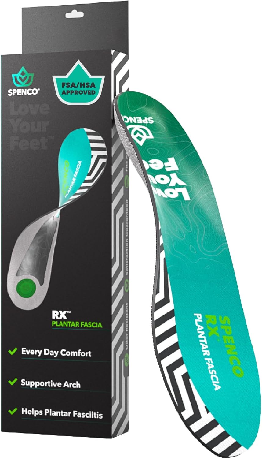 Spenco RX Full Length Plantar Fascia Insoles (FSA&HSA Eligible), Arch Support, Gel Heel Cushion, Trim-to-Fit, Men's 7-13