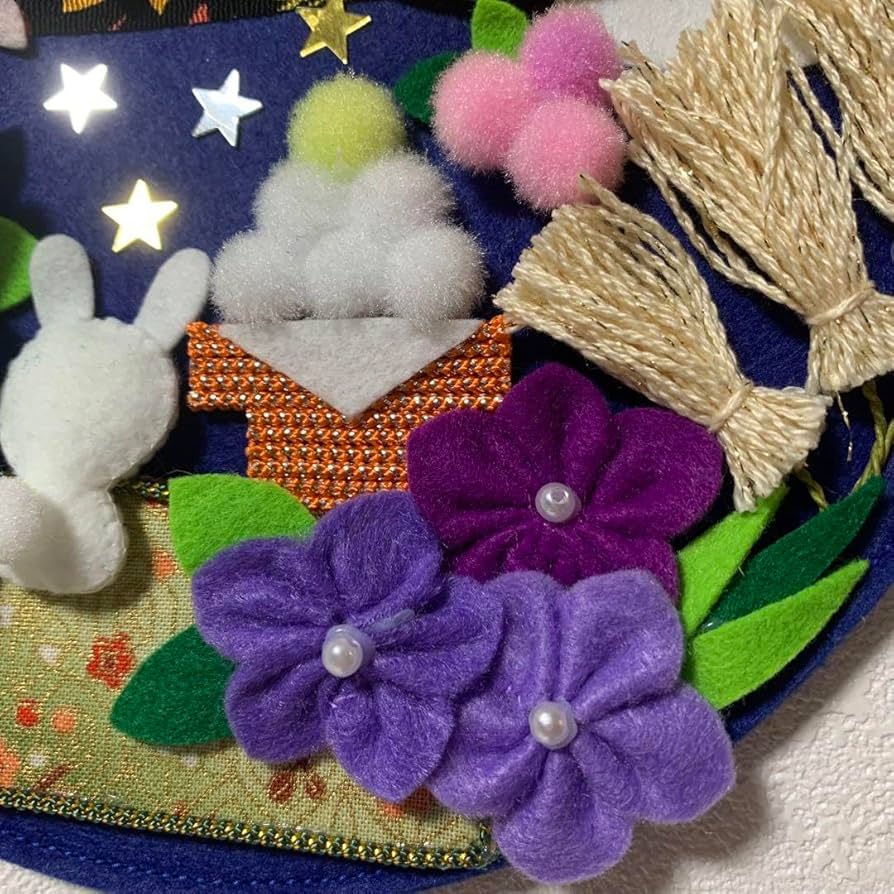 Amazon.co.jp: お月見 ハンドメイド フェルトリース