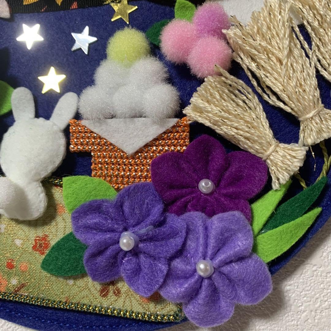 Amazon.co.jp: お月見 ハンドメイド フェルトリース タペストリー 壁面