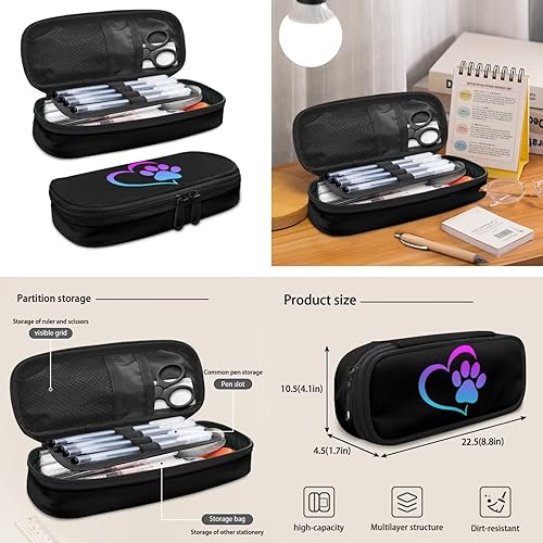 Miniatura 6 de Estuche para lápices con estampado de huellas de perro, bolsa de lápices de gran capacidad, estuche para lápices, estuche de almacenamiento para