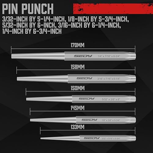 Miniatura 3 de Juego de punzón y cincel de precisión de 16 piezas, punzón cónico, punzón de alfiler, punzón central, cinceles fríos y calibre para aplicaciones