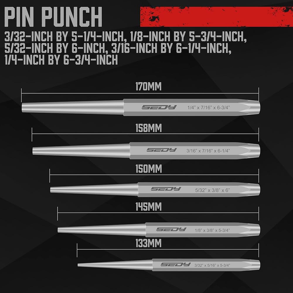 16-Piece Precision Punch & Chisel Set - Taper Punch, Pin
