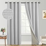 Yakamok Sage Rideaux de lin vert 100% Blackout 84 Inches Long,Room Darkening Rideaux Texturés pour Salon Thermal Grommet Chambre Rideaux 2 Panneaux avec liner blanc grisâtre