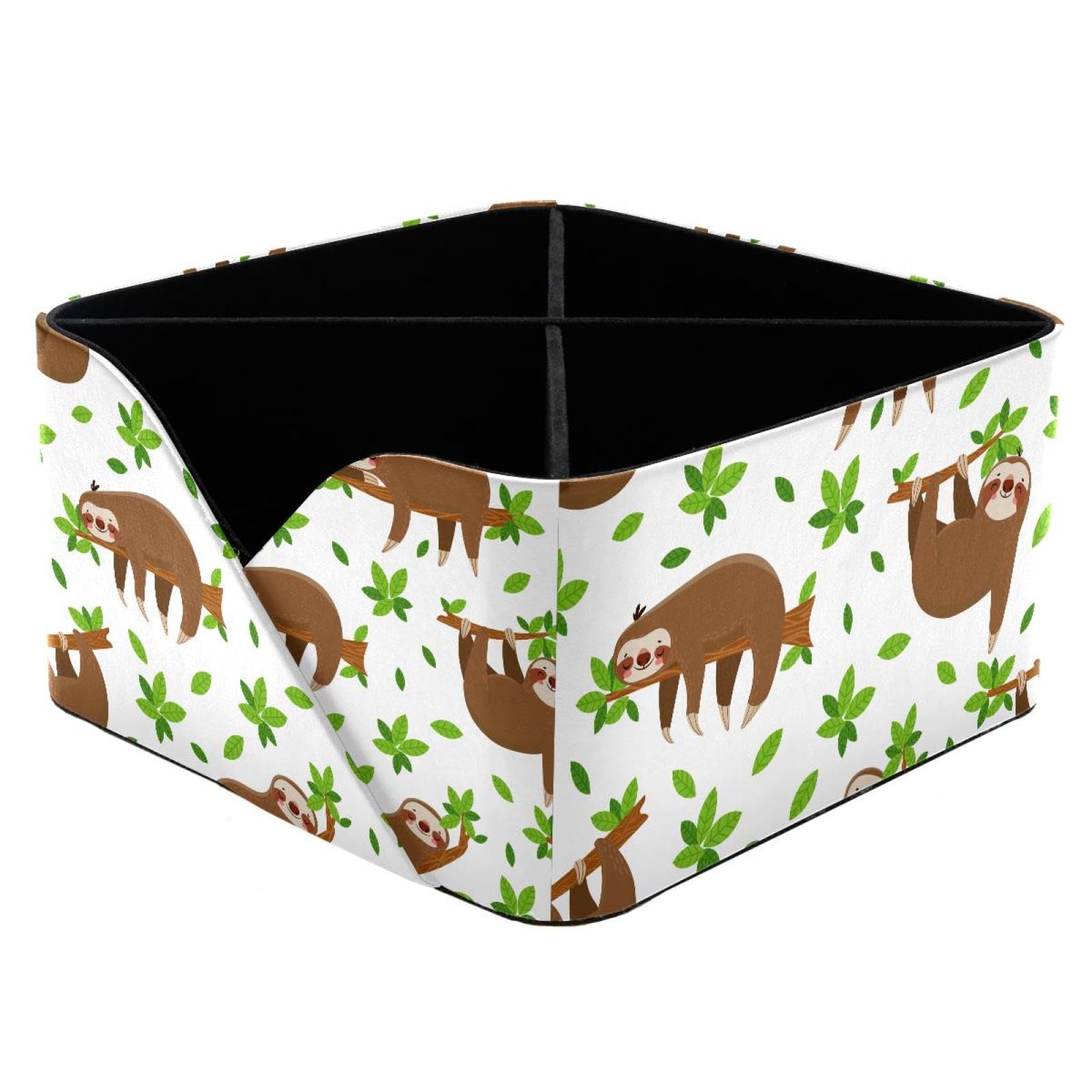 KengjuTesu Cute Sloths on Tropical Lianas Desktop Organizer Pen Holder, Rectangular Pencil Cup for Office, Study and Makeup Stations
