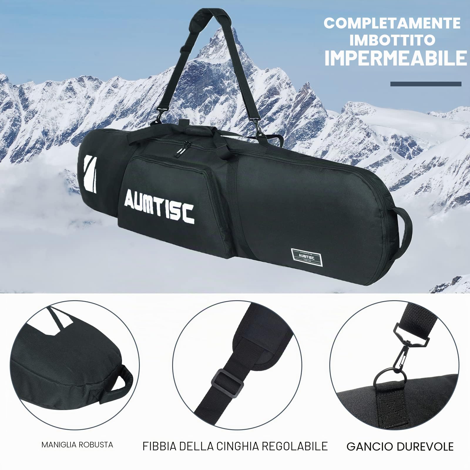 AUMTISC Borse da Snowboard Borse da tavola Borsa da sci Attrezzatura da sci Stoccaggio per snowboard Borsa da viaggio per snowboard Borsa da sci imbottita Attrezzatura da sci Borsa da viaggio per sci