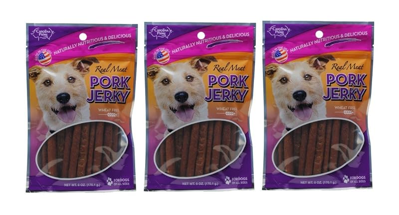 Petisco de Carne Seca Suína para Cães Carolina Prime Pet Sem Trigo, Pacote com 3 de 170 g