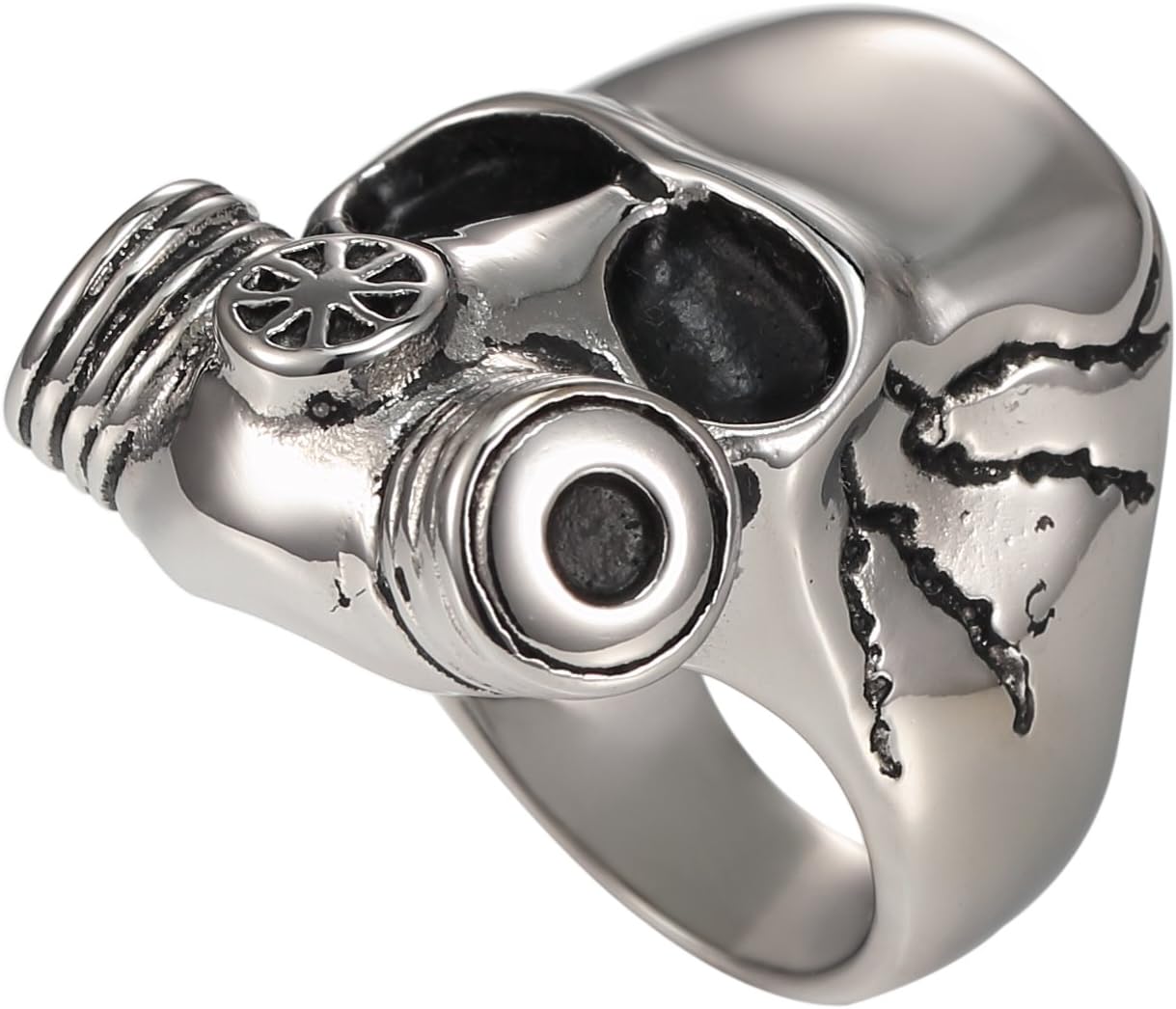 Men's Stainless Steel Zomie Outbreak Respones Team Skull Gas Mask Ring,Sizes 7-13 (7)