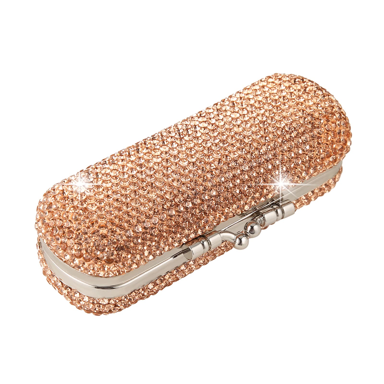AsAlways Shiny Rhinestone Crystal Portable Lipstick Case with Mirror Portable Bling Diamonds Makeup Cosmetic Storage Holder for Travel Ladies Fashion