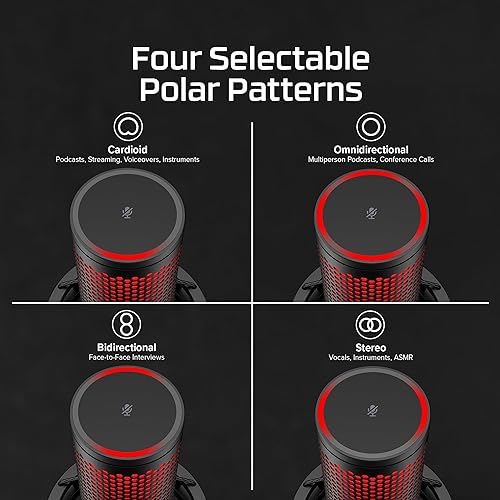 Miniatura 8 de HyperX QuadCast 2 - Micrófono USB para juegos, transmisión y podcasting, con controles integrados, iluminación LED, soporte de choque extraíble, PC,