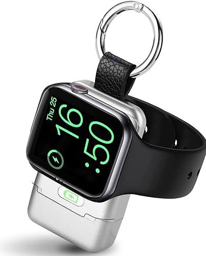 Vista 15 de Cargador inalámbrico portátil para Apple Watch, cargador HUOTO iWatch de 1400 mAh, llavero inteligente, cargador magnético portátil de iWatch