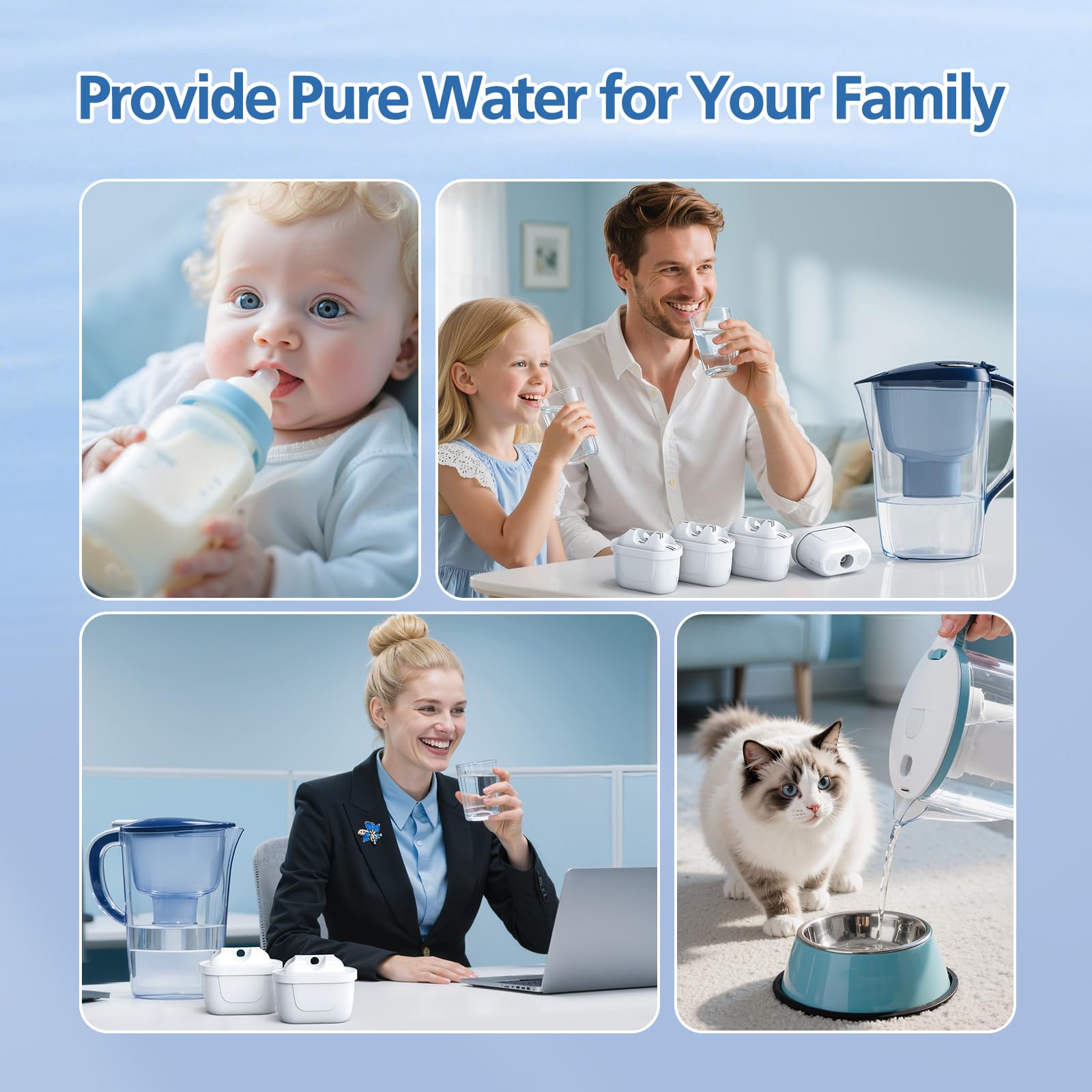 isinlive Paquete de 12 cartuchos de filtro de agua de repuesto compatibles con jarra Brita Maxtra+, estilo Brita, tanque de agua Mavea Elemaris XL, filtración de 4 capas
