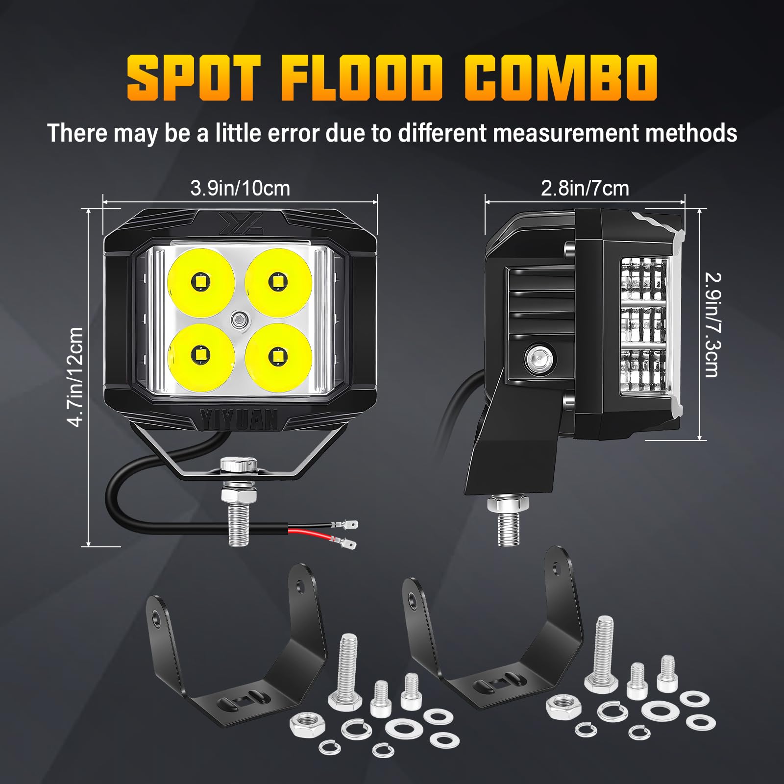 RIGIDON 2 x Faros trabajo led, 4 pulgadas 35W 3500LM, Spot lámpara trabajo para off road camión coche SUV 4x4, foco led 12v 24v Spotlight, luz de niebla trasera, 6000K Blanco