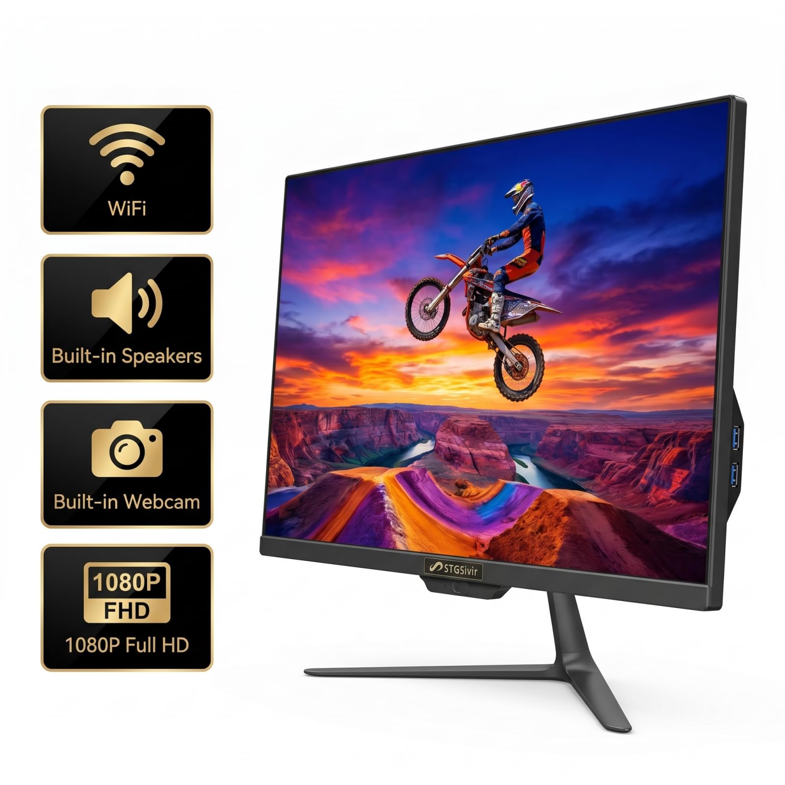 STGsivir Ordinateur Tout en Un, Écran 23.8" FHD, Core i7, 16G RAM, 512G SSD | PC Tout en un, WiFi, BT 5.0, Webcam, Win11 Pro, Noir, All in One PC for Maison & Bureau