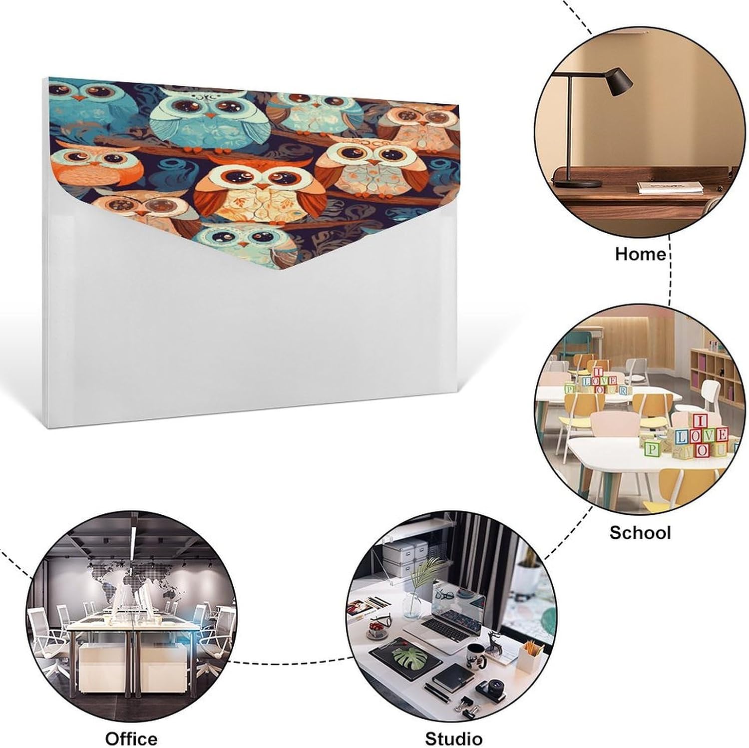 Accordion File Folder Letter Size, 6 Pockets Anime Owl Expanding File Holder - Portable Bill Receipt Document Organizer for Home Office School Supplies 13 X 9.1 Inches image 3