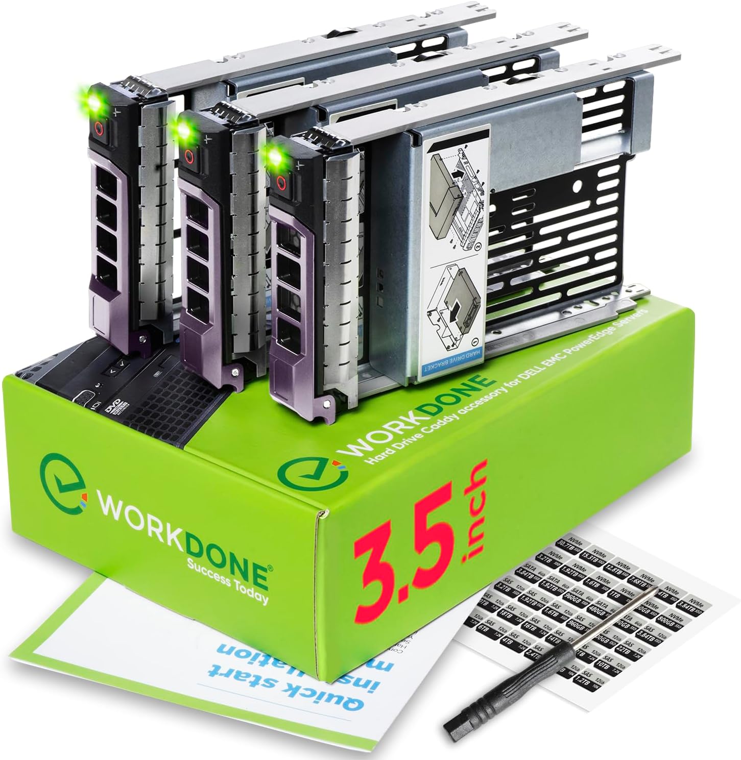 3-PACK WORKDONE 3.5 inch Drive Caddy with 2.5 inch Adapter