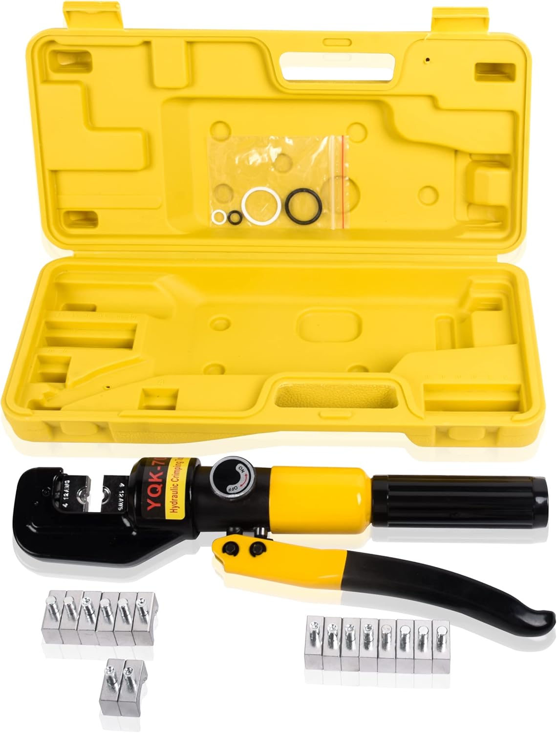 10 Ton Hydraulic Crimping Tool with 9 Dies (12-2/0 AWG), Battery Cable & Electrical Terminal Crimper for Copper & Aluminum Wires