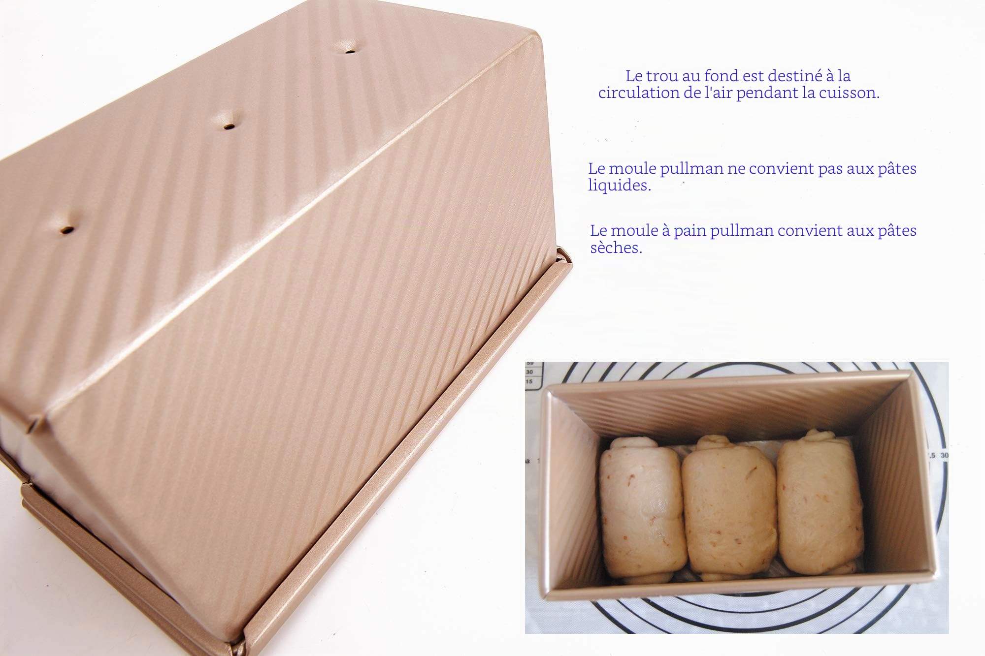 monfish Pullman Moule à pain avec couvercle pour pain ondulé avec couvercle 450 g en alliage doré (21,5 x 12,3 x 11,4 cm)