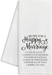 Recipe for A Happy Marriage, Funny Kitchen Towels, Just Married Gifts, 16x24 inches, Microfiber, Super Absorbent, Casual, Rustic