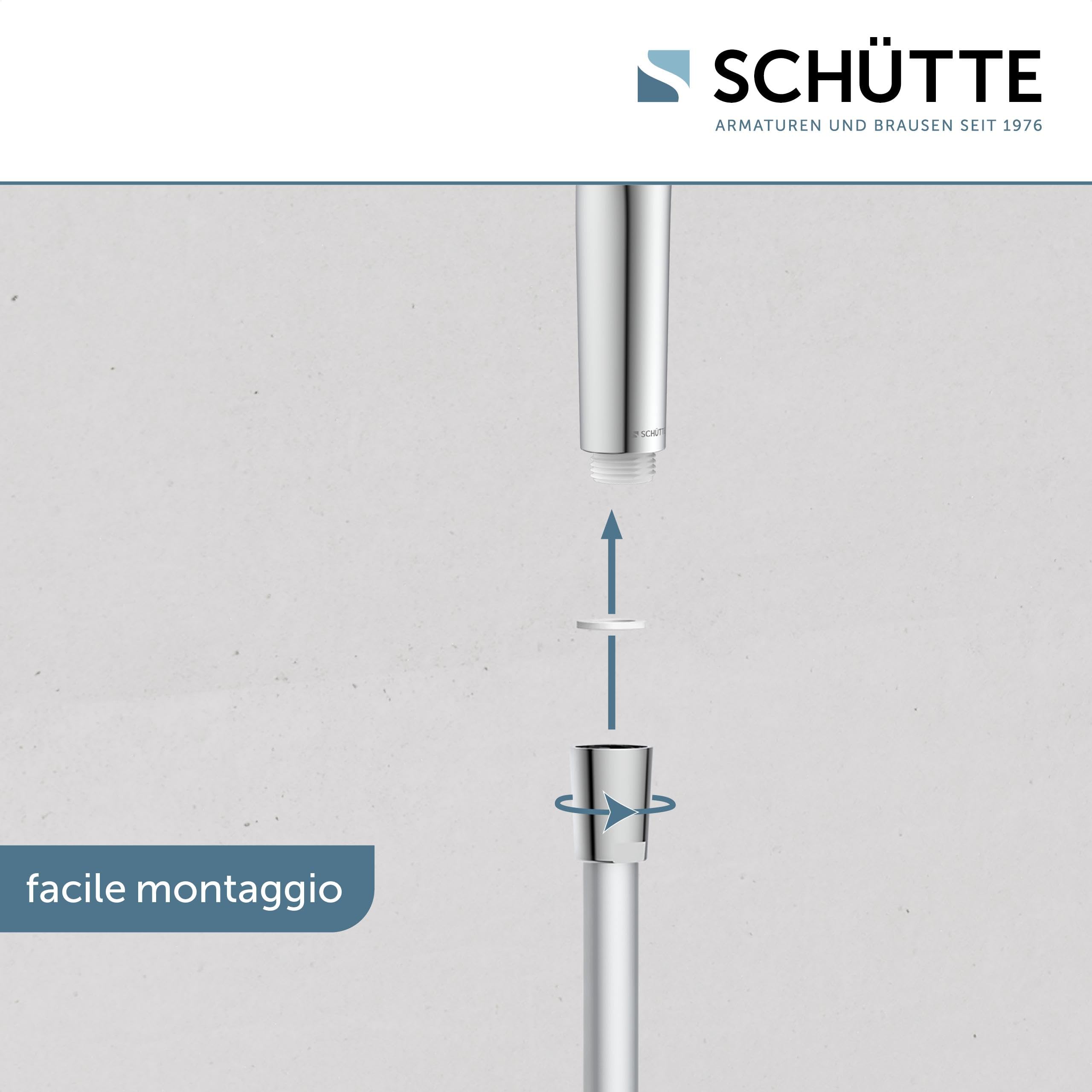 SCHÜTTE Doccetta SUMATRA con gommini anticalcare | Soffione doccia con comodo pulsante e 3 tipi di getto regolabili | Soffione anticalcare per la doccia | Cromo/Bianco