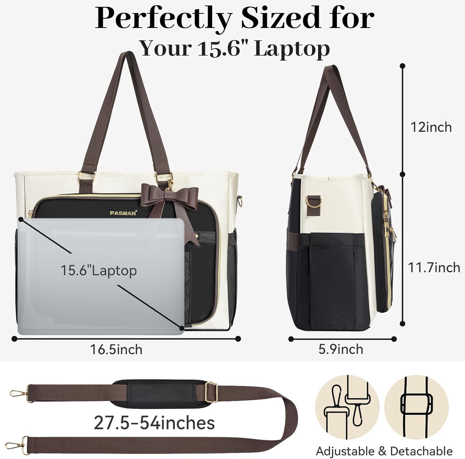 Teacher Tote Bag for Women,Multi-Pocket Laptop & Nurse Work Bag with Cup Holder,Structured Business Briefcase Computer Purse - Image 5