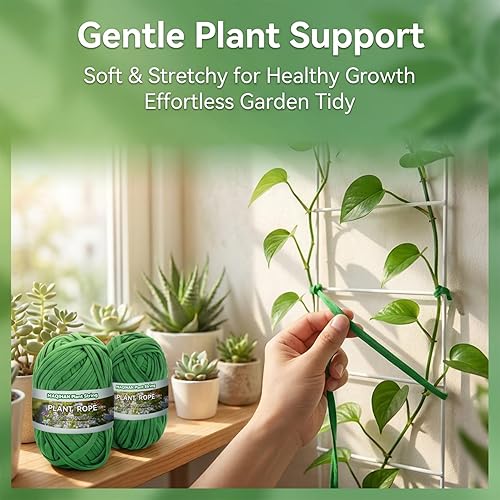 Miniatura 2 de MAQIHAN Paquete de 2 cuerdas de jardín - lazos para plantas, cordel de jardín, cinta de jardinería, soporte para árboles, trampa elástica para