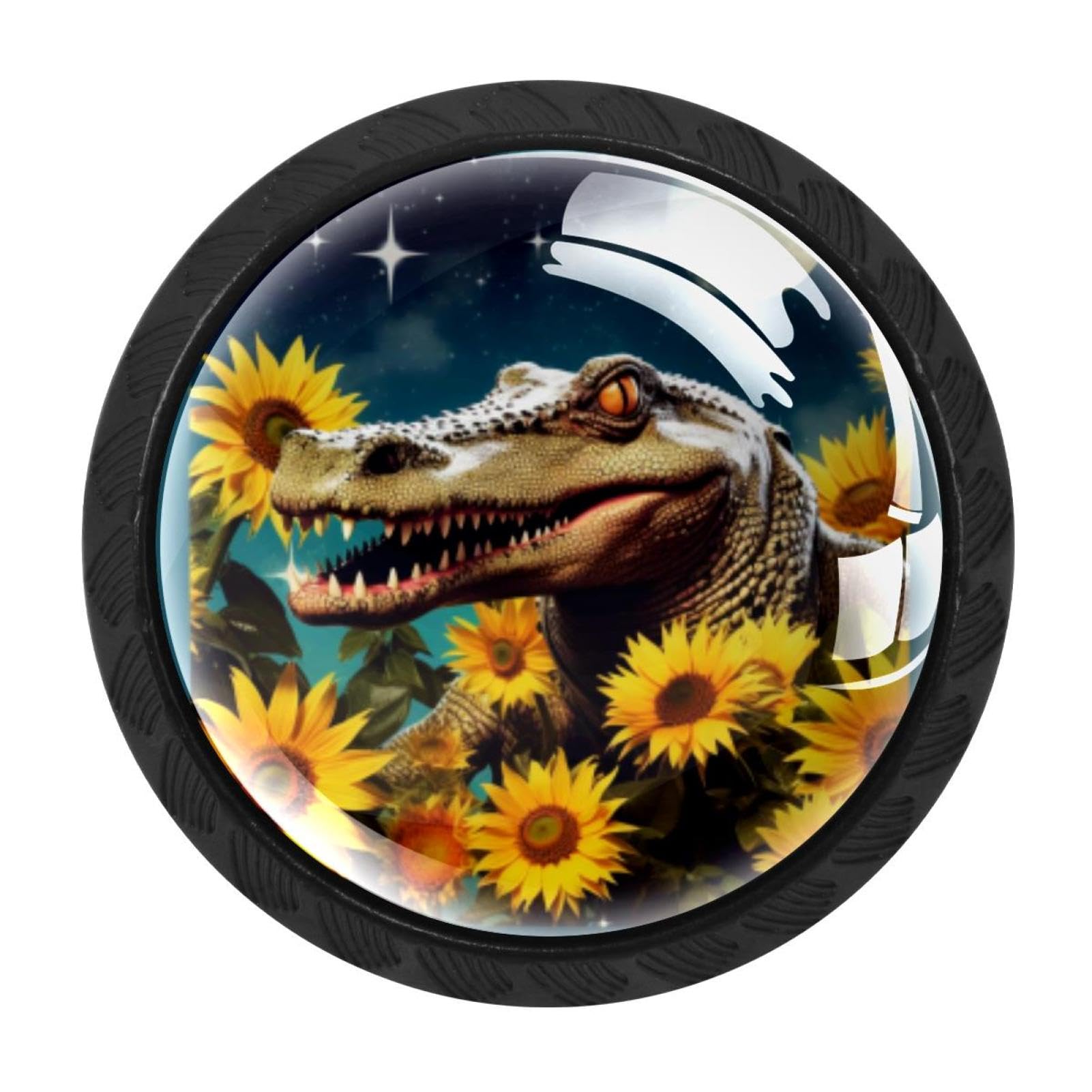 Chenzzzz Multicolored 07 4 Pack Crocodile Starry Sunflower Dresser Drawer Cabinet Knobs Round Crystal Glass Knobs Pulls Handles For Kitchen Wardrobe Cupboard Door Hardware
