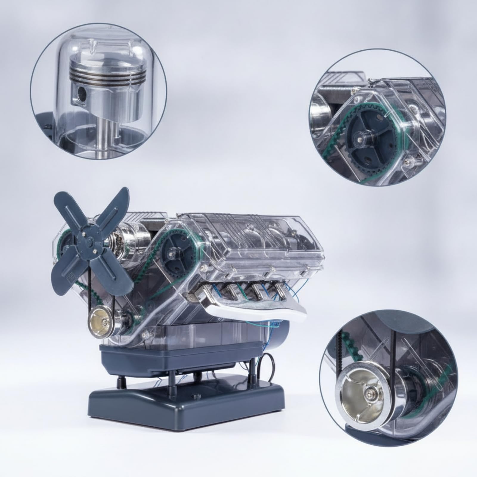 Kit Modello di Motore V8 Realistico Modello di Motore V8 con Base Tecnico per Scrivania