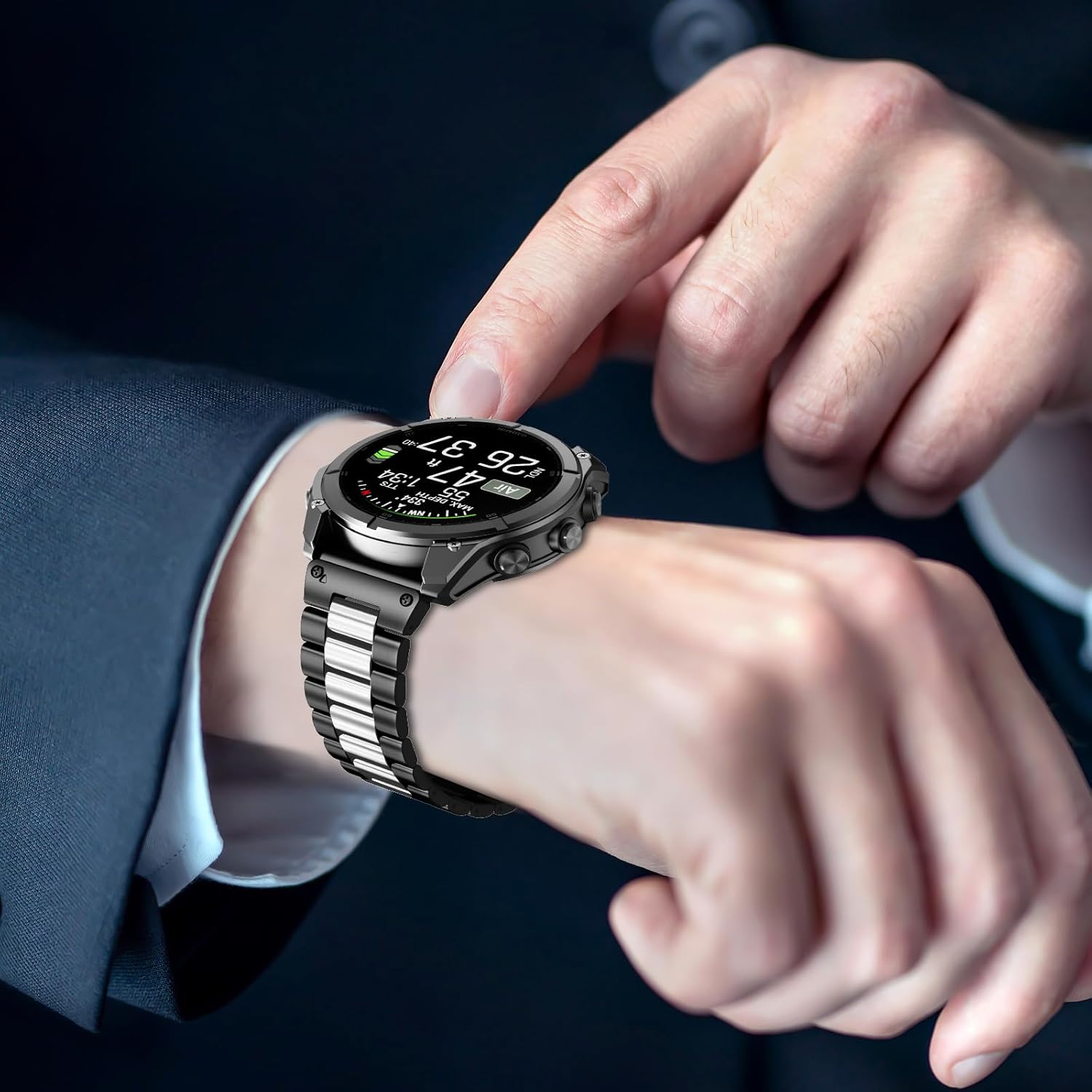 22mm Stainless Steel Metal Band Compatible with Garmin Fenix 8 Pro tactix 8 47mm/E/7/6/pro/5/Plus,Quick-fit Watch Strap for quatix 8 47mm 7/Pro/6/Forerunner 970/965/955/Descent G2 G1 Solar - Image 5