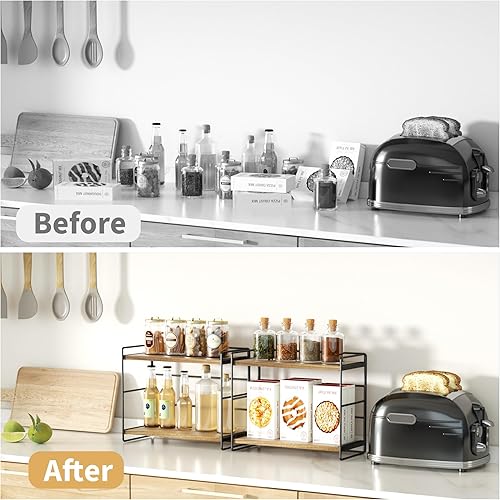 Miniatura 5 de SRIWATANA Juego de 2 organizadores de encimera de baño, estante de encimera de cocina, estante de especias, fregadero, encimera, almacenamiento de