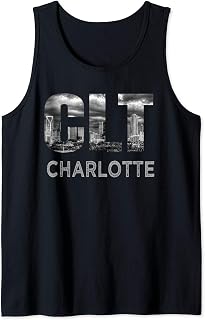 CLT Airport Code City of Charlotte NC Skyline Art Gift Tank Top