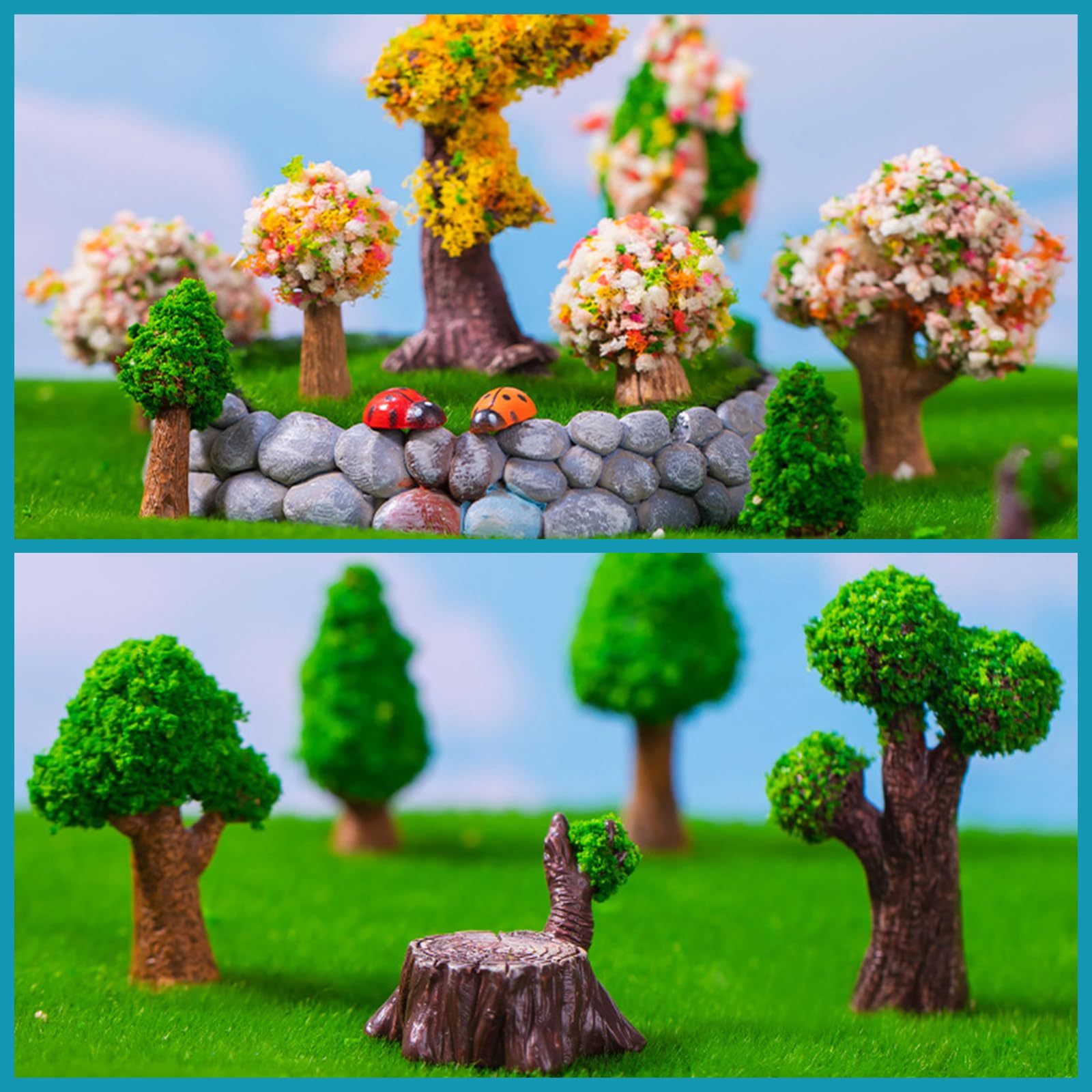Cayway Miniaturowy ogród wróżki Zengarten akcesoria, 19 sztuk, mini narzędzia rolnicze, zestaw miniaturowych ozdób, miniaturowa dekoracja ogrodowa do miniaturowych akcesoriów ogrodowych