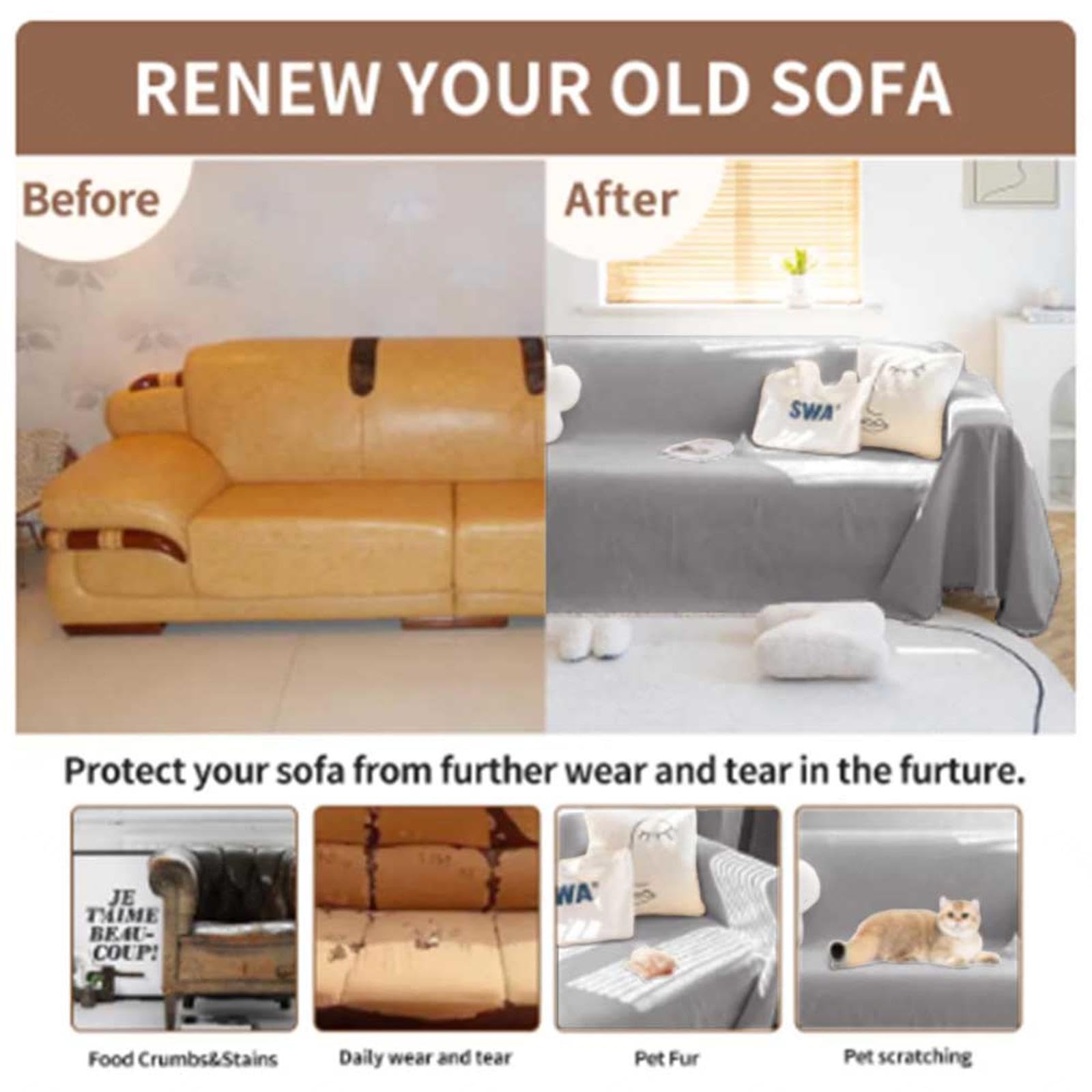 Extra langer gestrickter Sofaüberwurf für 3-, 2- und 4-Sitzer-Sofas, gemütlicher grauer Überwurf, 180 x 420 cm, perfekt für Wohnzimmer und Heimdekoration