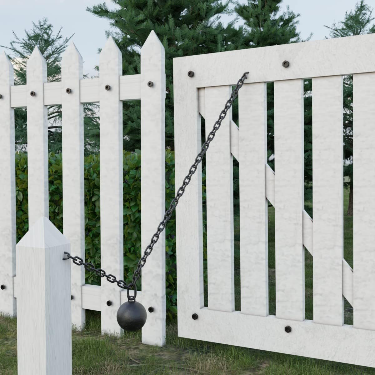 Renovators Supply Manufacturing Black Cast Iron Cannonball Weight Automatic Gate Closer with 5 ft. Long Galvanized Chain
