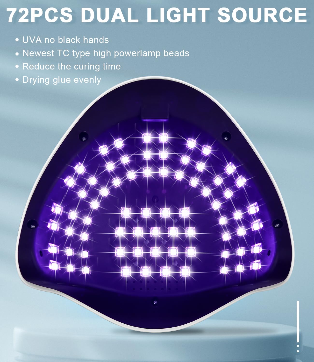 Lampe UV LED Ongles Gel, 320W Professionnel Sèche Automatique, 72 Lumières Séchage Rapide, Grand LCD Ecran, 4 Minuteries 10s/30s/60s/99s pour Vernis Semi Permanent