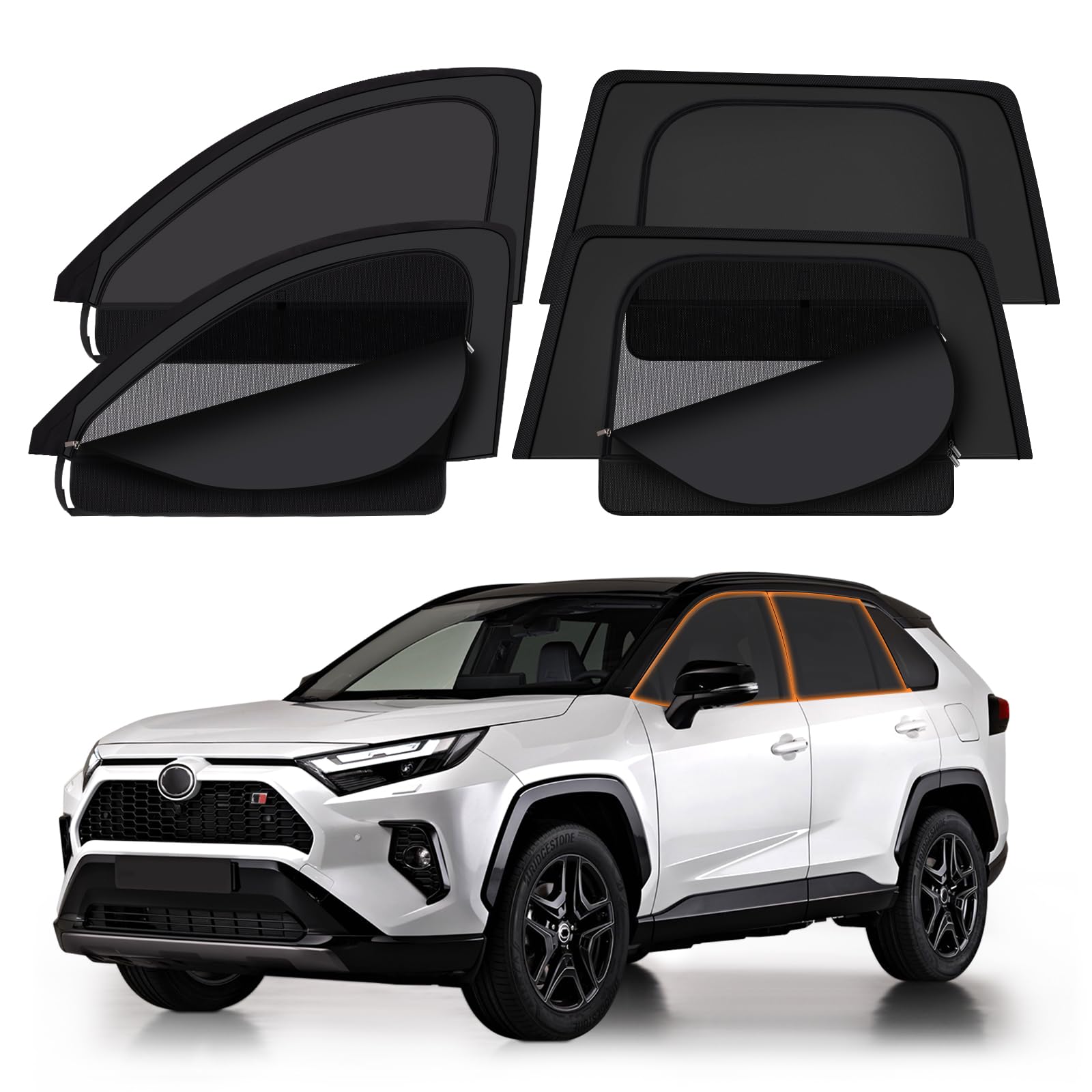 XCBYT 2019-Present RAV4 Sunshade Dual Purpose Car Window Covers with Breathable Mesh Insulate Heat 99% Sun UV Blackout Keeps Cool Privacy Curtains for Breastfeeding, Napping, Dressing, Camping