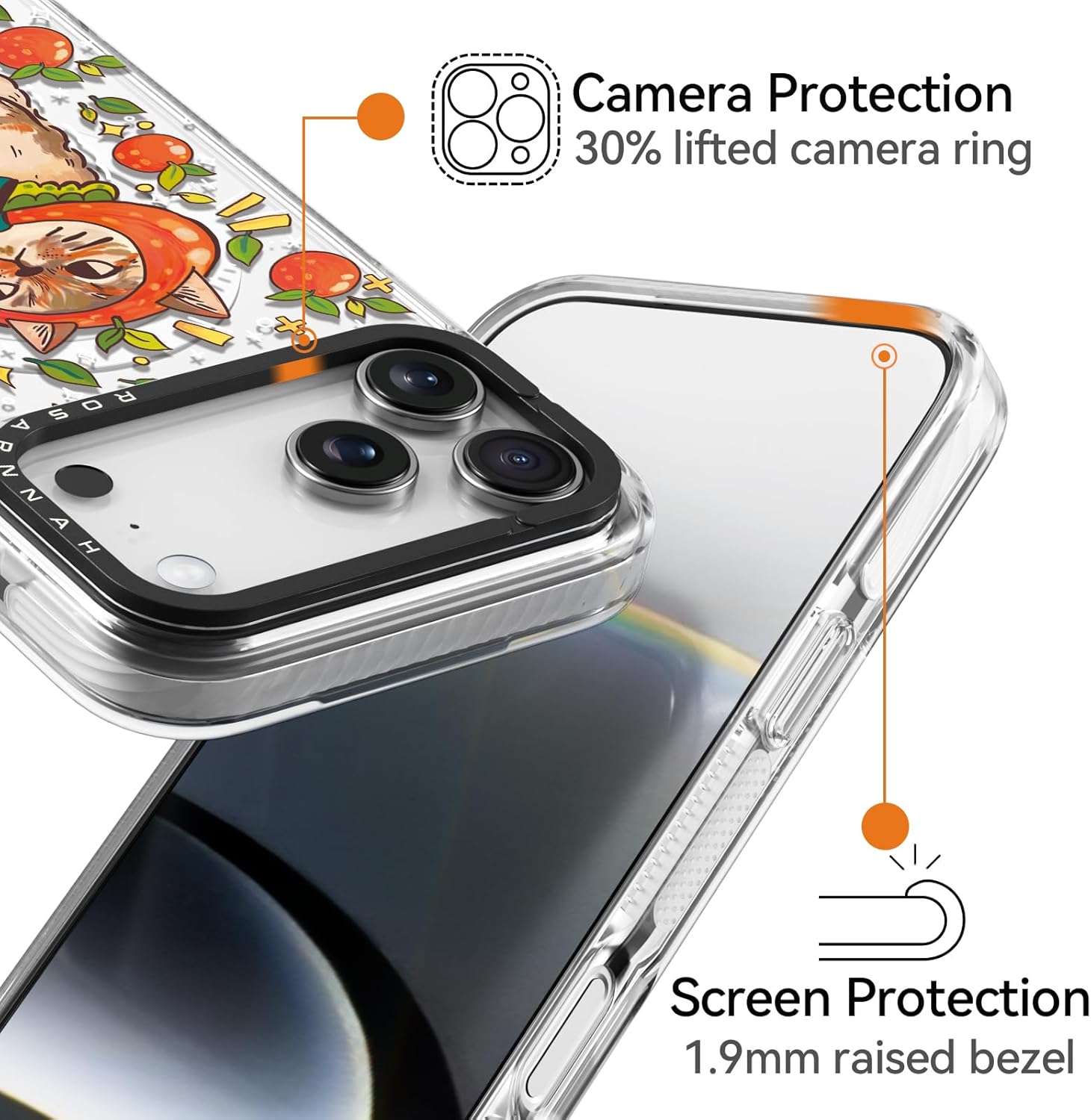 Rosarnnah for iPhone 17 Pro Max Case Cute - Compatible with Magsafe - Durable Shockproof 6.6 ft Drop Impact Phone Case - Funny Kitty Cat Design (6.9") Clear