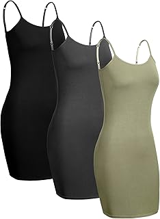 3 Vestidos de Tirantes Espagueti Ajustables Combinación sin Mangas Larga Mujer