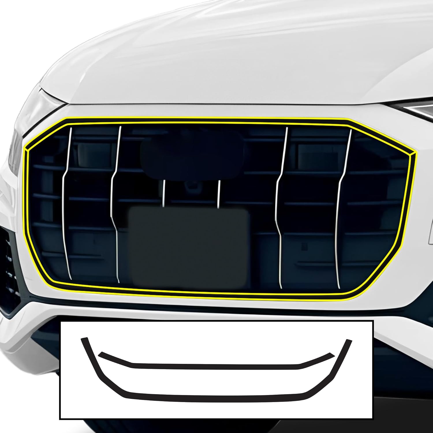 BOGAR TECH DESIGNS Front Chrome Delete Overlay Compatible with Audi Q8 2019-2023, Gloss Black