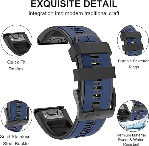 Miniatura 3 de Correa de reloj de 0.866 in compatible con Garmin Fenix 5, bandas de silicona suave de 0.866 pulgadas para Fenix 5Fenix 5 PlusFenix 6Fenix 6