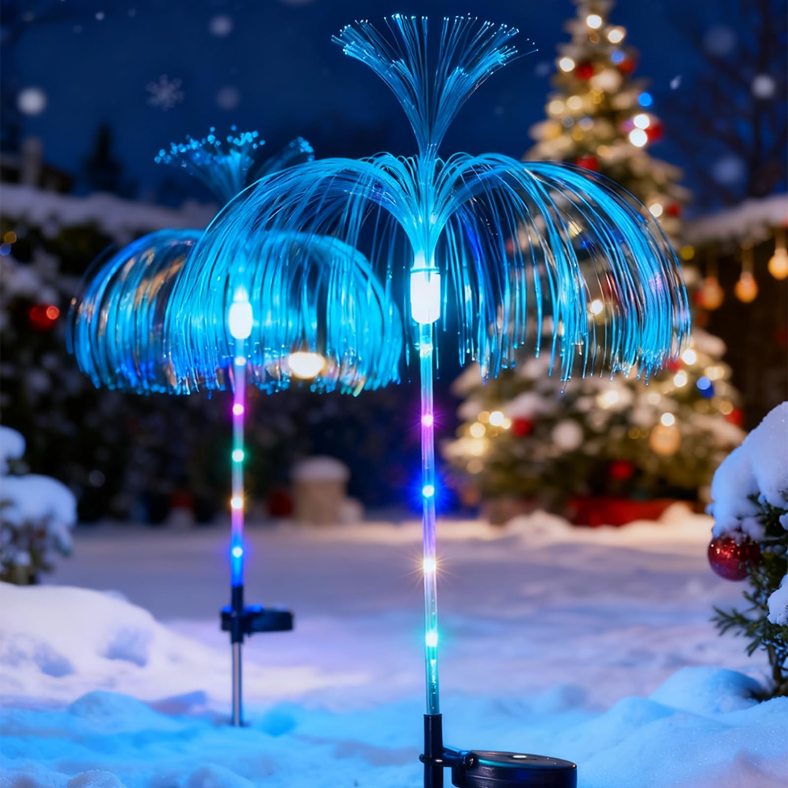 Luz Solar Exterior Jardin, 4 Piezas Luces Solares de medusa IP65 Impermeable Lámparas Solares para Camino Césped lecho de Flores Boda Fiesta