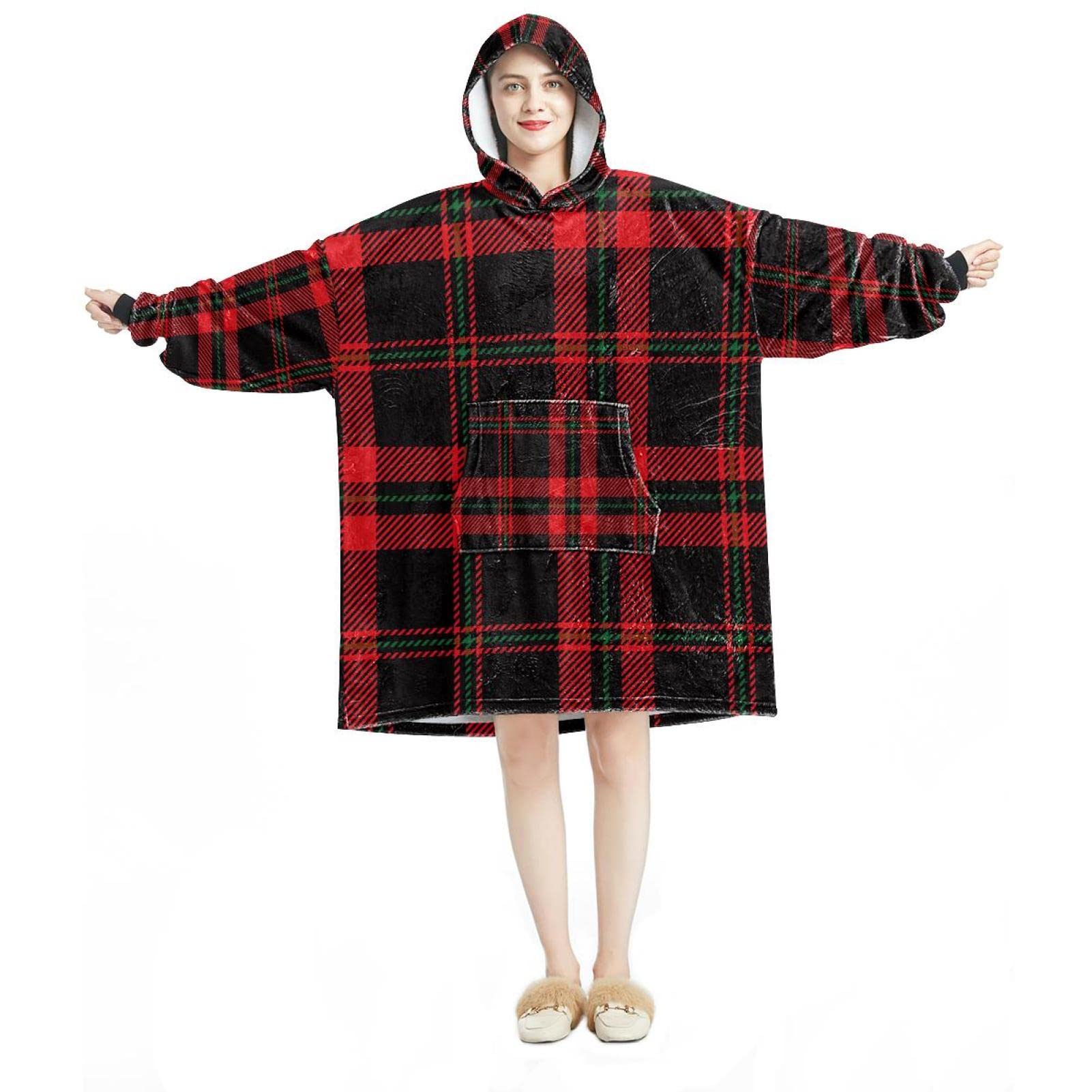 Sweat à capuche surdimensionné en flanelle sherpa pour adulte