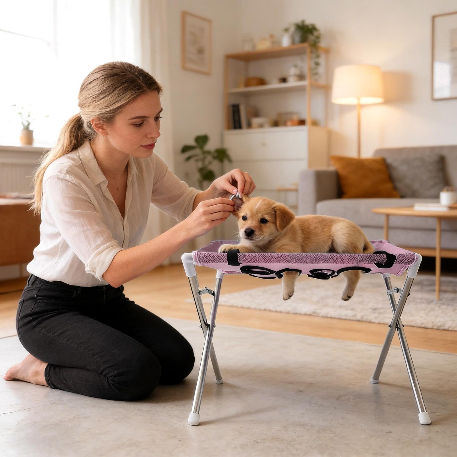 Hamaca para perro para recortar uñas, diseño de 8 agujeros, arnés de aseo para gatos, hamaca de corte de pelo de mascotas, para gatitos, cachorros, interiores, hogar, limpieza de oídos, cepillado de