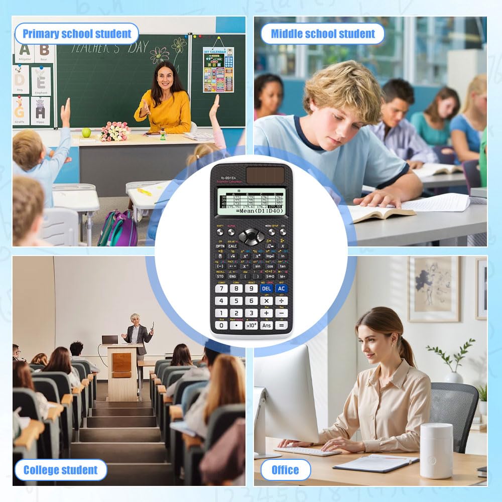 Wissenschaftlicher Taschenrechner, 552 Funktion 10+2 Stellen Geschriebenes Display, mit Schutztasche, Multifunktionsrechner Schulrechner für Schulbedarf, Schüler, Lehrer, Büro, Zuhause