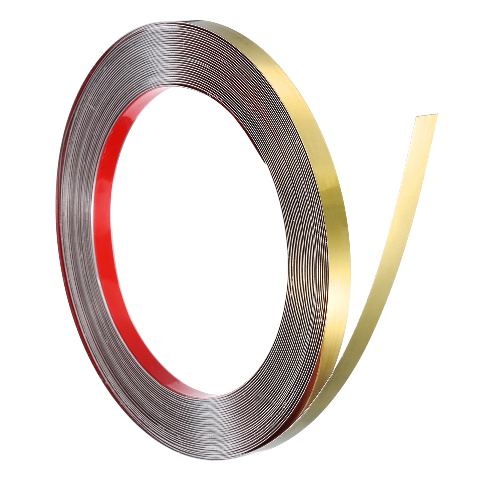 sourcing map Stainless Steel Wall Molding Trim, 32.8 ft x 0.4 Inch Peel and Stick Metal Decoration Strip for Ceiling Wall Tile Mirror Edge, Mirrored Gold — image 1