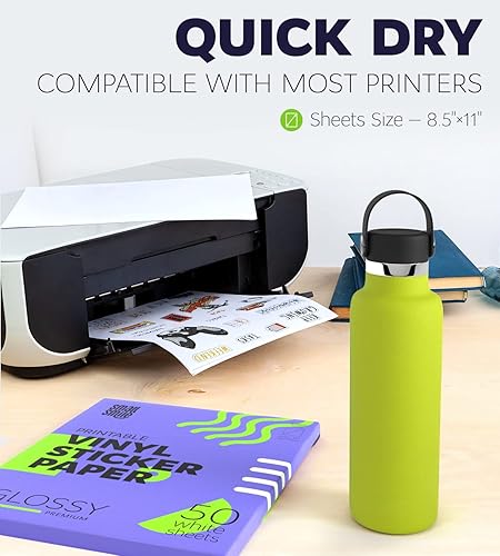 Miniatura 2 de Papel adhesivo de vinilo imprimible de alta calidad para impresora de inyección de tinta y láser, 50 muestras blancas brillantes y de prueba, 4