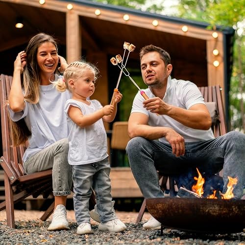 Miniatura 3 de Palitos para asar malvaviscos para hoguera, palitos para hoguera de 32 pulgadas de largo, palitos para asar perros calientes para fogata, pinchos